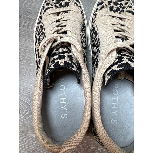Rothys Lace Up Sneakers Women's Little Desert Cat Leopard Print Shoes Size 7 - Picture 4 of 7